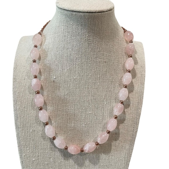 JTV Jewelry - JTV Rose Quartz Beaded Necklace Pink Women’s Jewelry Adjustable
